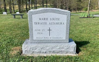 An upright headstone designed by from Mayes Memorials in State College, PA 